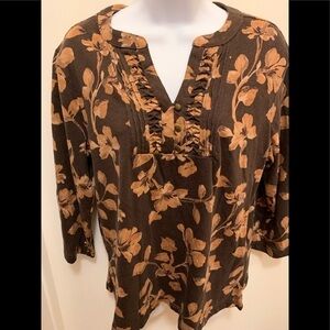 Croft & Barrow Long Sleeved Floral Design Top XL